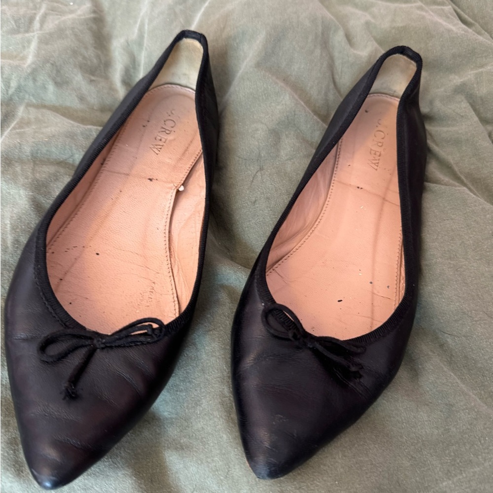 Jcrew black pointy ballet flats